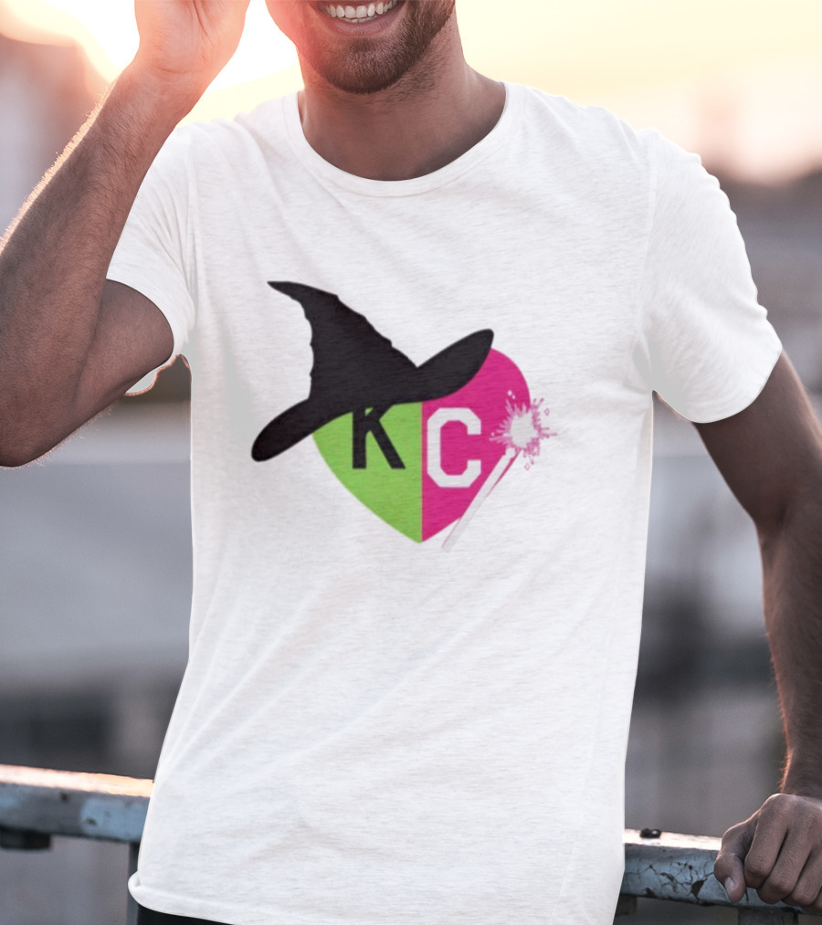 Wicked KC Heart Witch Hat Wand Pink Green Halloween T-Shirt