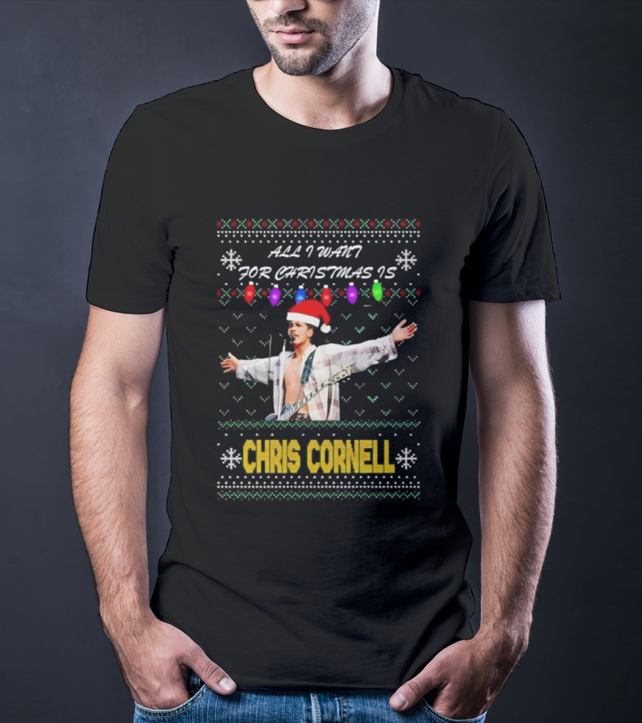 All I Want For Christmas Is Chris Cornell Holiday Lights Snowflakes T-Shirt