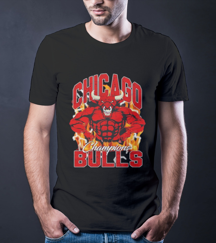 Chicago Bulls Champions Mascot Flames T-Shirt
