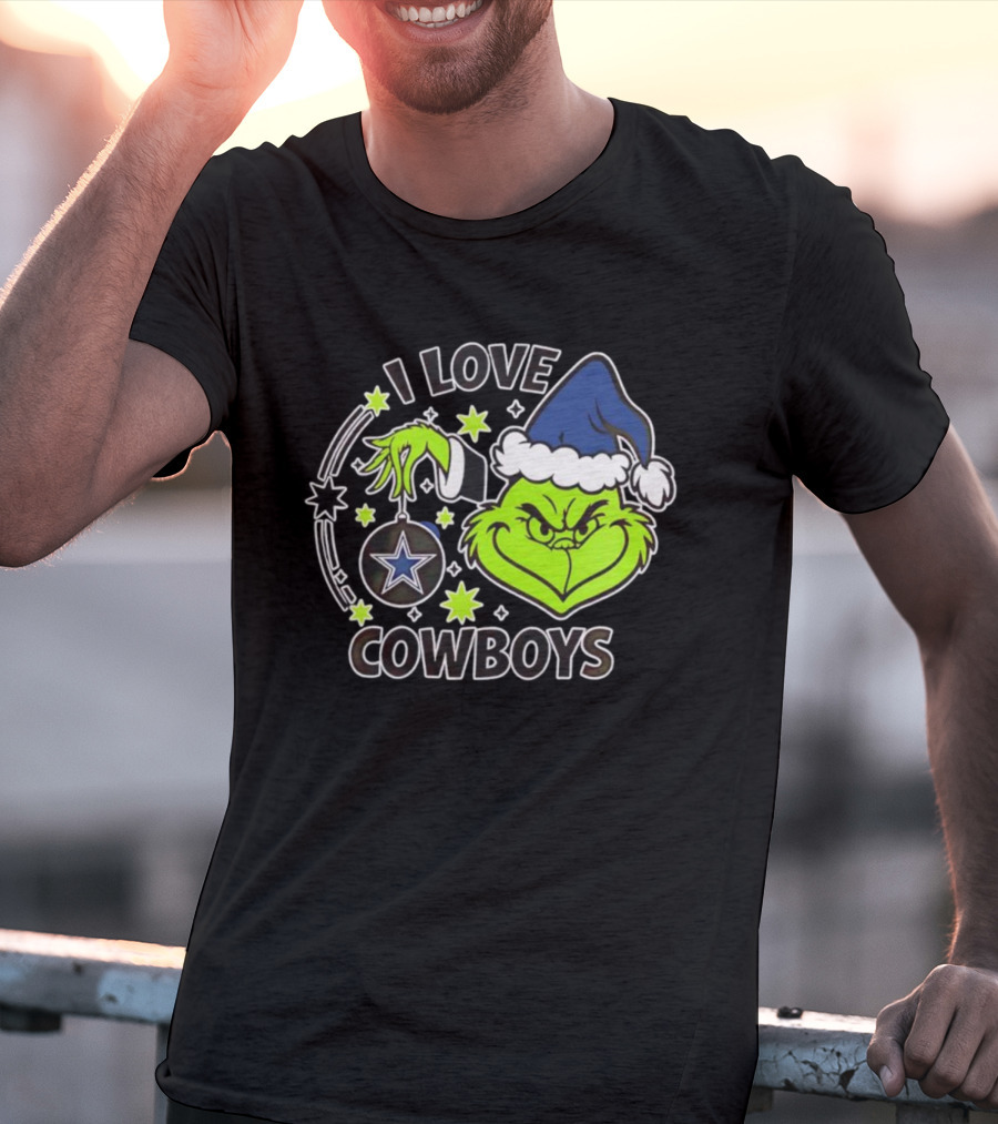 I Love Cowboys Grinch Christmas Dallas Star Ornament T-Shirt