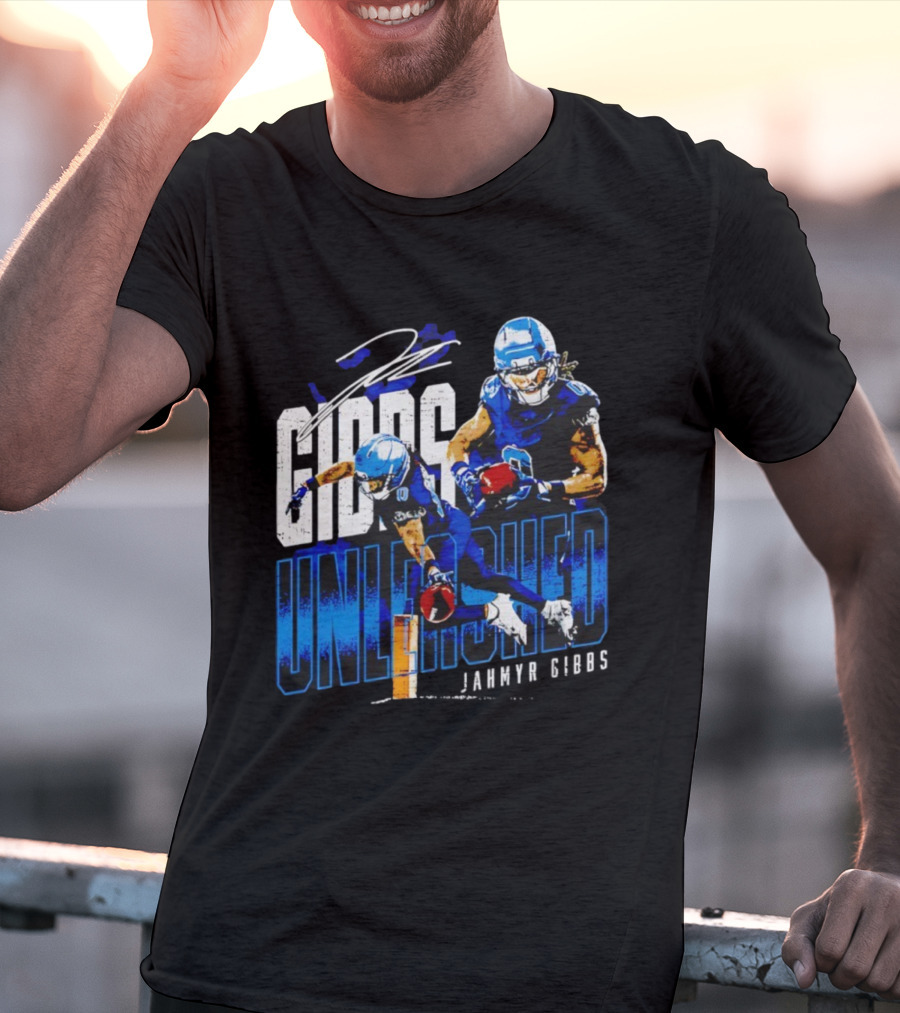 Jahmyr Gibbs Detroit Lions Unleashed Signature Athletics T-Shirt