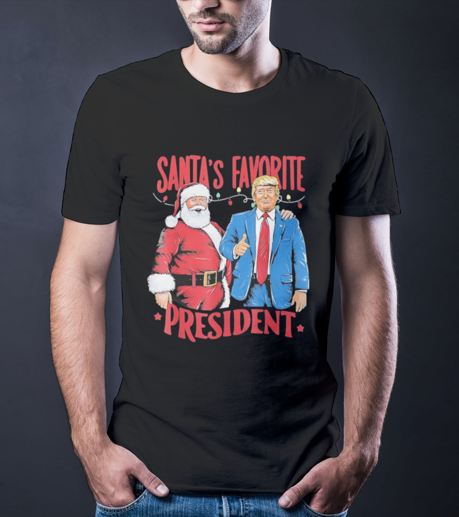 Santa's Favorite President Christmas Light Santa Trump T-Shirt