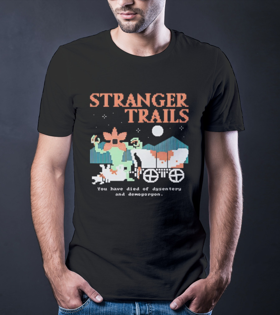 Stranger Trails Demogorgon Pixel Art Crossover Wagon Dysentery T-Shirt
