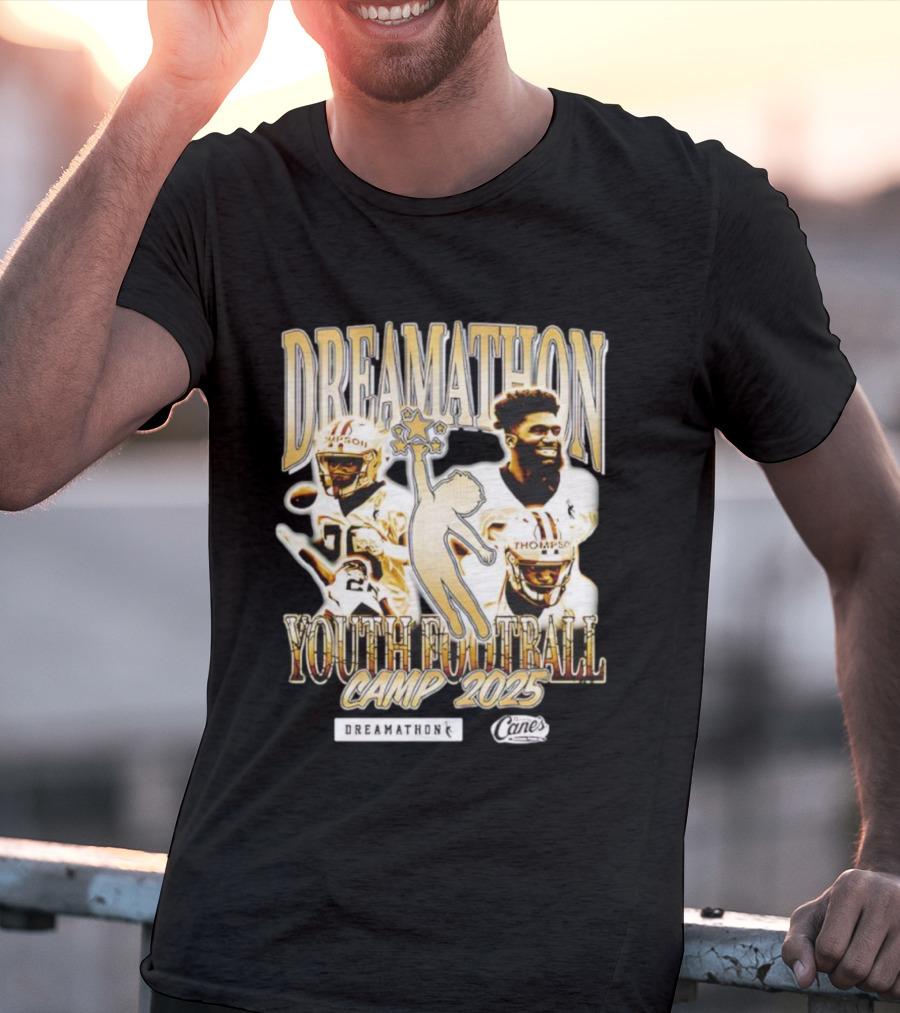 Dreamathon Football Camp 2025 Thompson New Orleans Saints Cane's T-Shirt