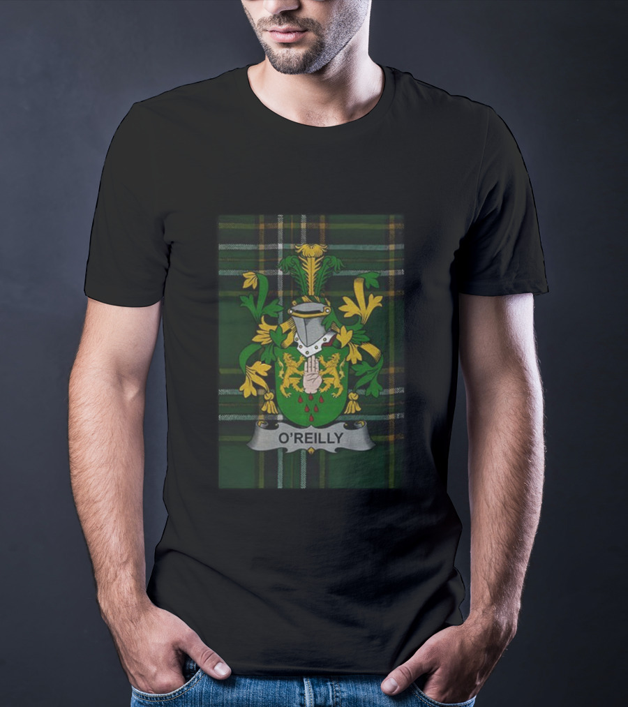 O'Reilly Personalized Irish Family Crest Coat Of Arms Plaid T-Shirt