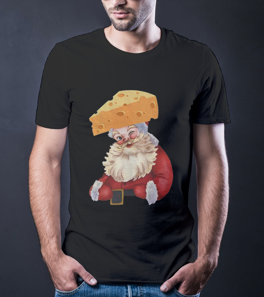 Santa Cheese Head Winking Green Bay Packers Christmas T-Shirt