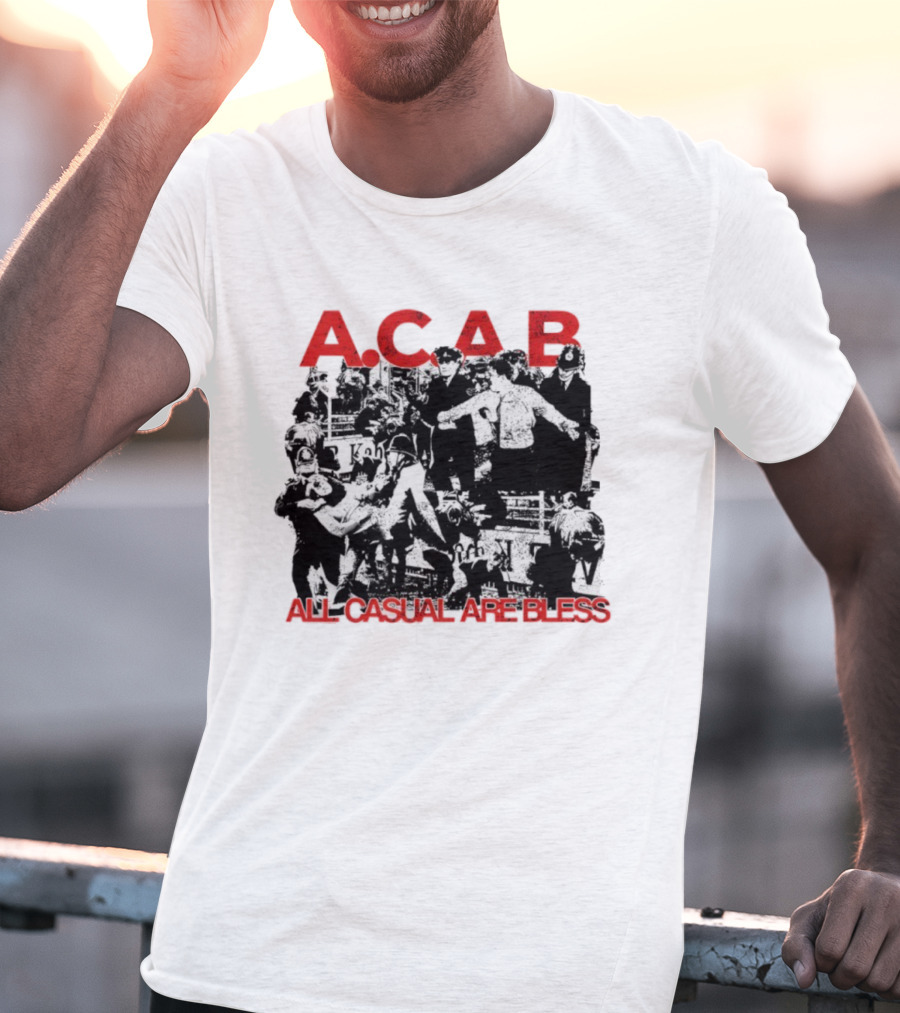A.C.A.B All Casual Are Bless Red Text Black And White Scene T-Shirt