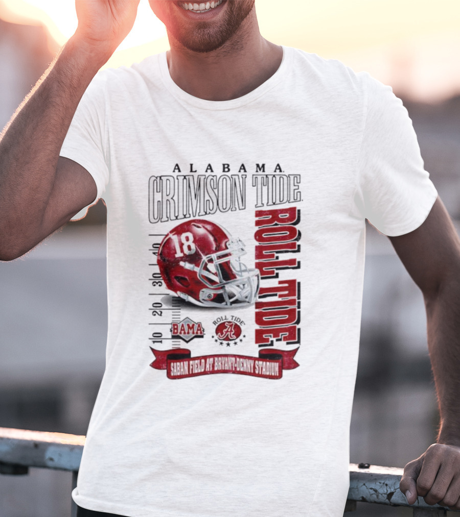 Alabama Crimson Tide Bama Roll Tide Helmet Saban Field At Bryant Denny Stadium T-Shirt
