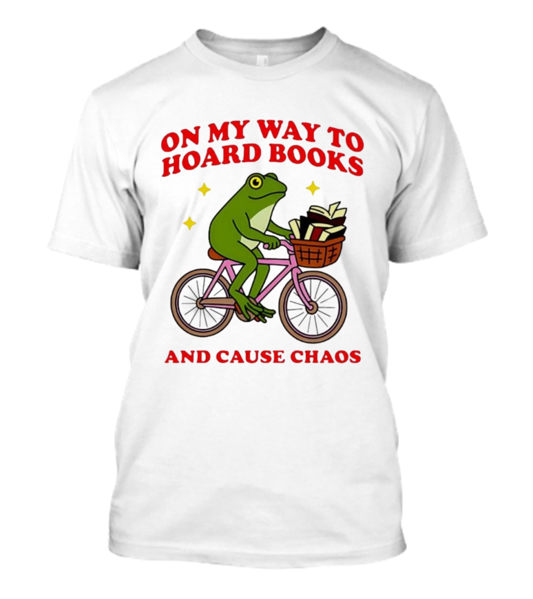 Frog On Bicycle Journey To Hoard Books And Cause Chaos T-Shirt
