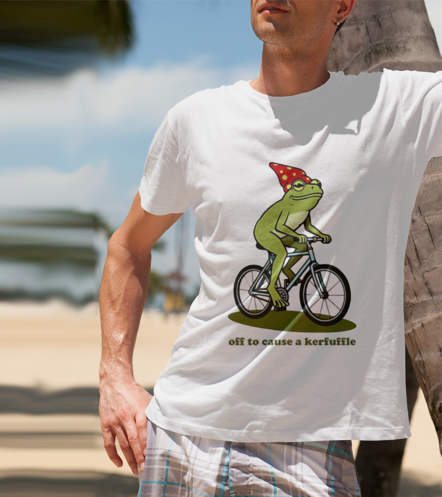 Frog Gnome Hat Bicycle Ride Off To Cause A Kerfuffle T-Shirt