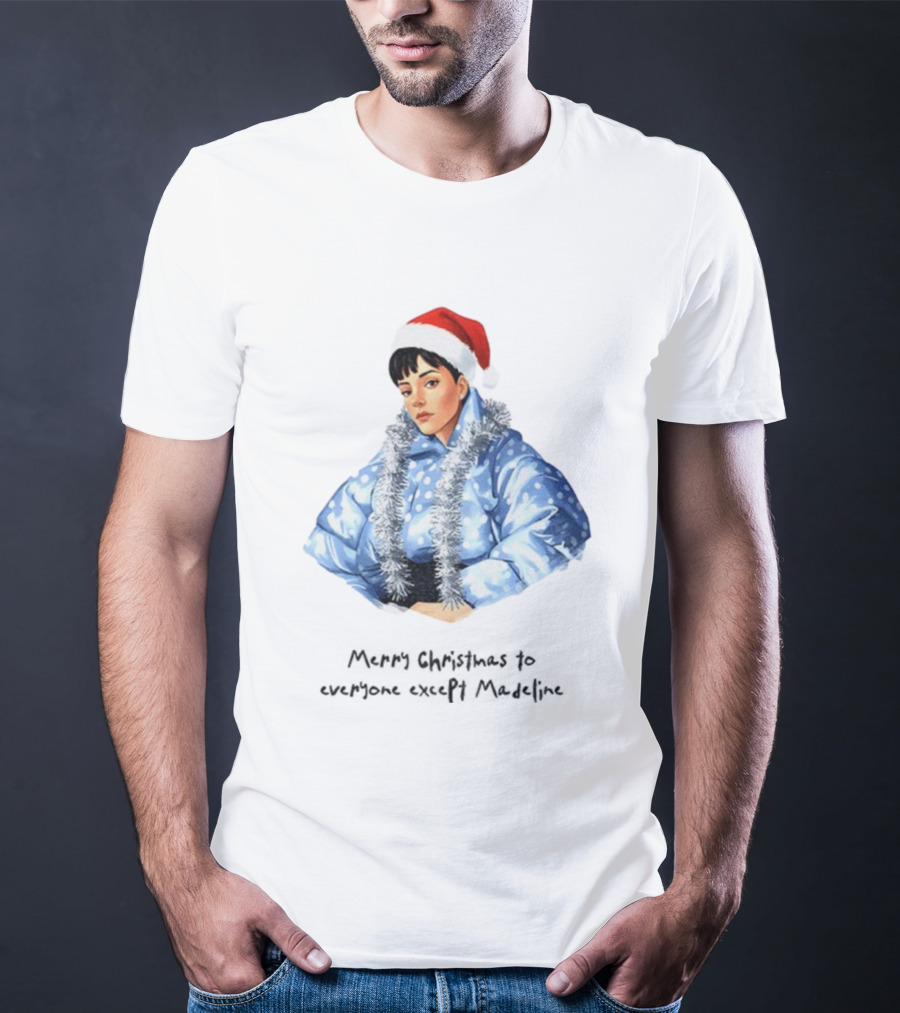 Lily Allen Cartoon Santa Hat Merry Christmas Snowflakes Madeline T-Shirt