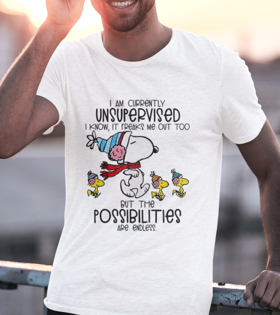 Snoopy And Woodstock Unsupervised Freaks Me Out Possibilities Are Endless T-Shirt