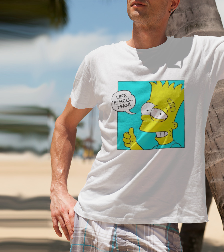 Bart Simpsons Life Is Hell Man Bandaged Head T-Shirt