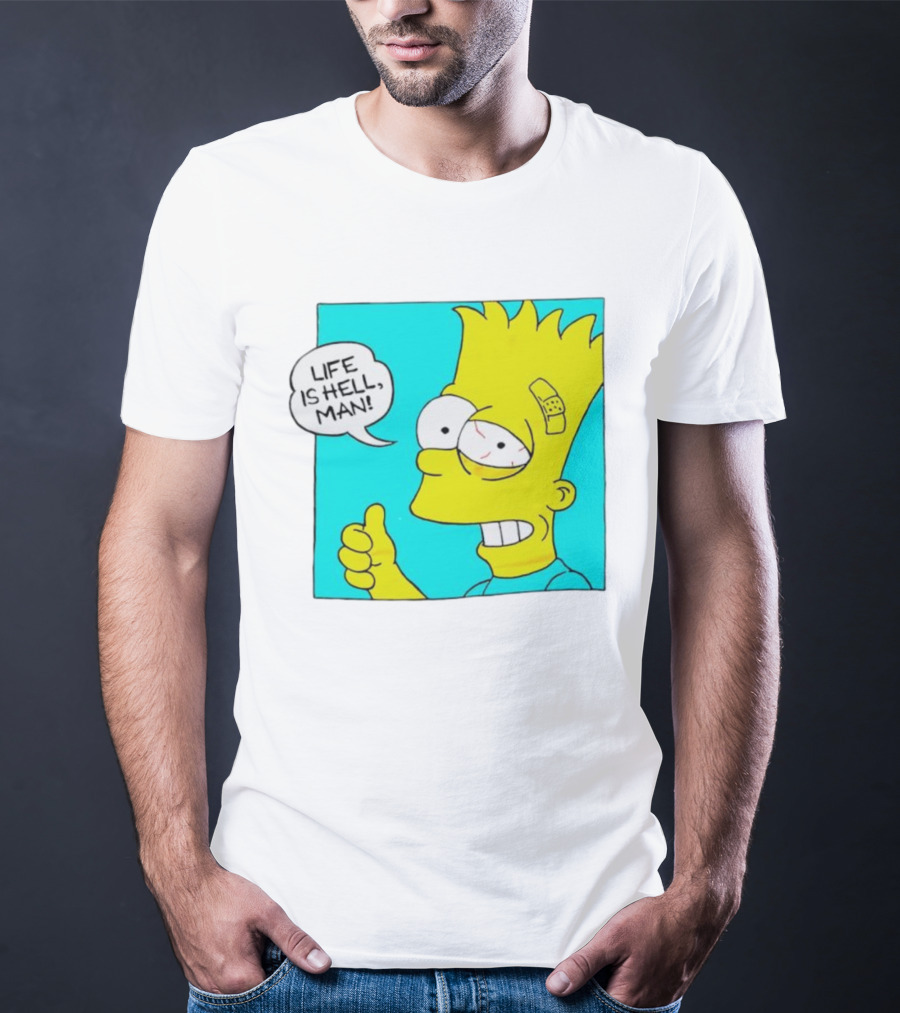 Bart Simpsons Life Is Hell Man Bandaged Head T-Shirt