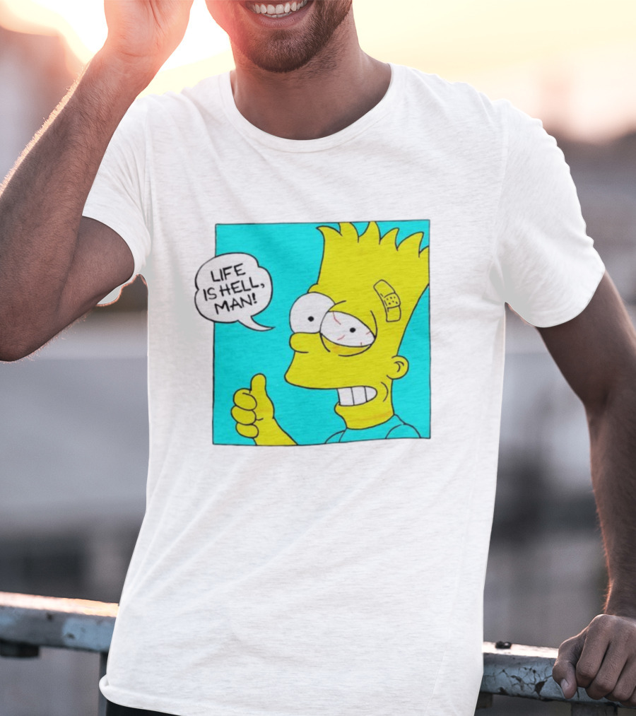 Bart Simpsons Life Is Hell Man Bandaged Head T-Shirt