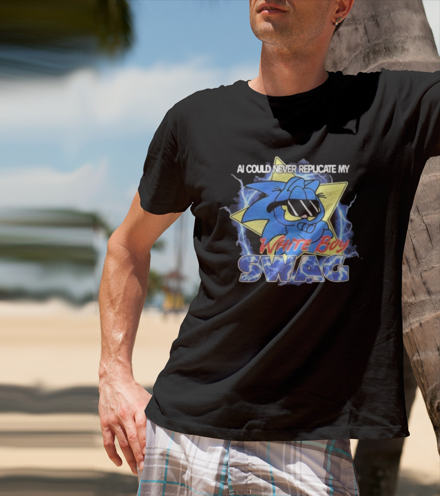 AI Would Never Replicate My White Boy Swag Blue Cartoon Star Parody T-Shirt