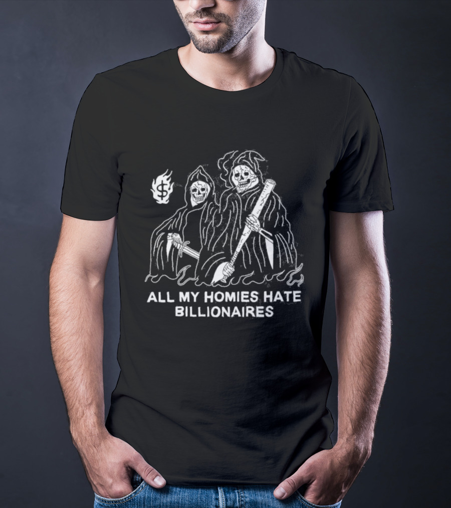 All My Homies Hate Billionaires Grim Reaper Rowing Boat Heavyslime T-Shirt
