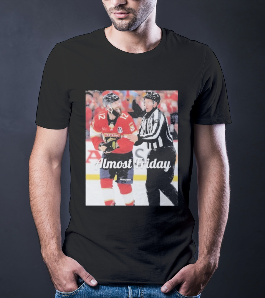 Almost Friday Florida Panthers Tongue Out Hockey Moment T-Shirt