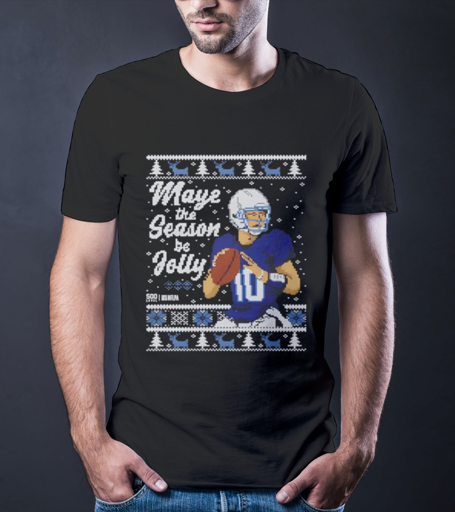 Drake Maye Quarterback Retro Christmas New England Festive T-Shirt