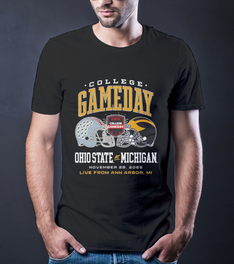 ESPN College GameDay Ohio State At Michigan Live From Ann Arbor MI Helmets T-Shirt