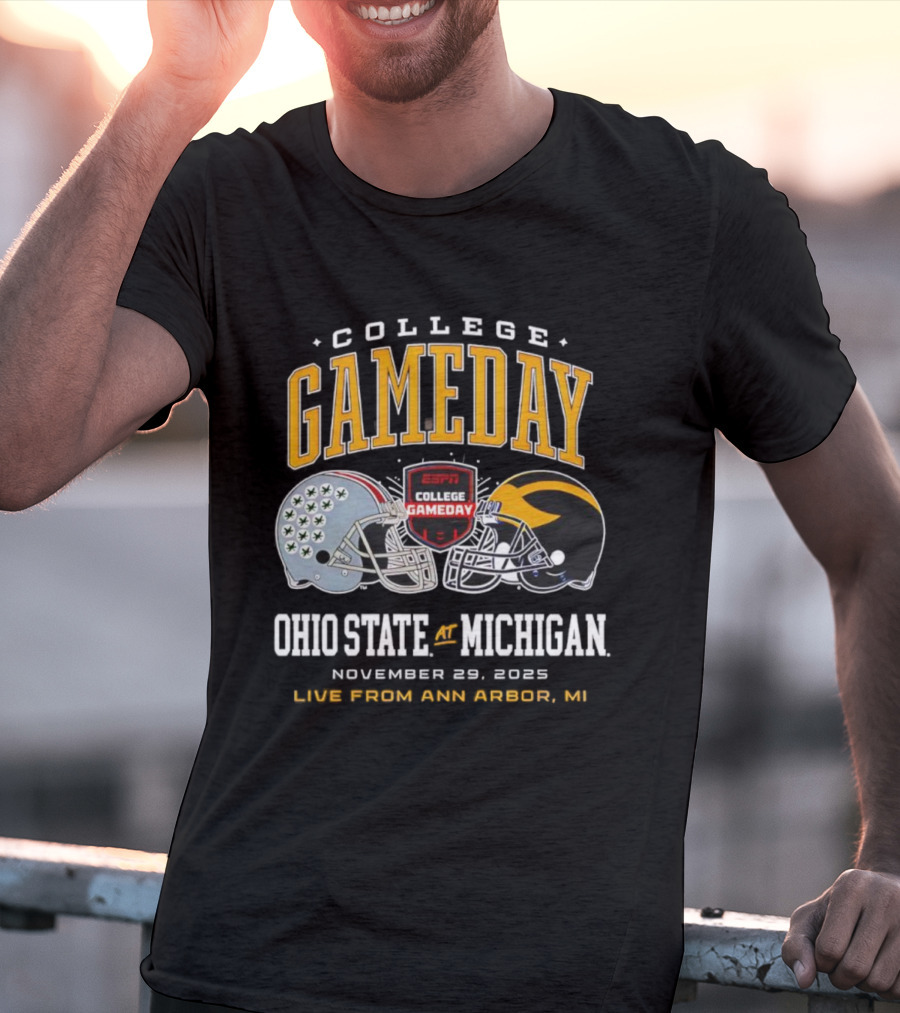 ESPN College GameDay Ohio State At Michigan Live From Ann Arbor MI Helmets T-Shirt