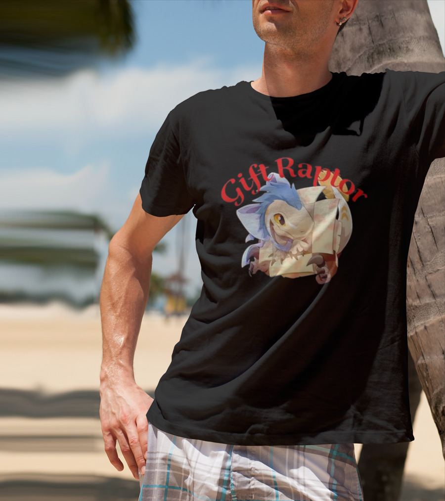 Gift Raptor Character Dinosaur Wrapped In Box T-Shirt