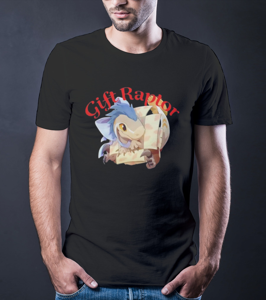 Gift Raptor Character Dinosaur Wrapped In Box T-Shirt