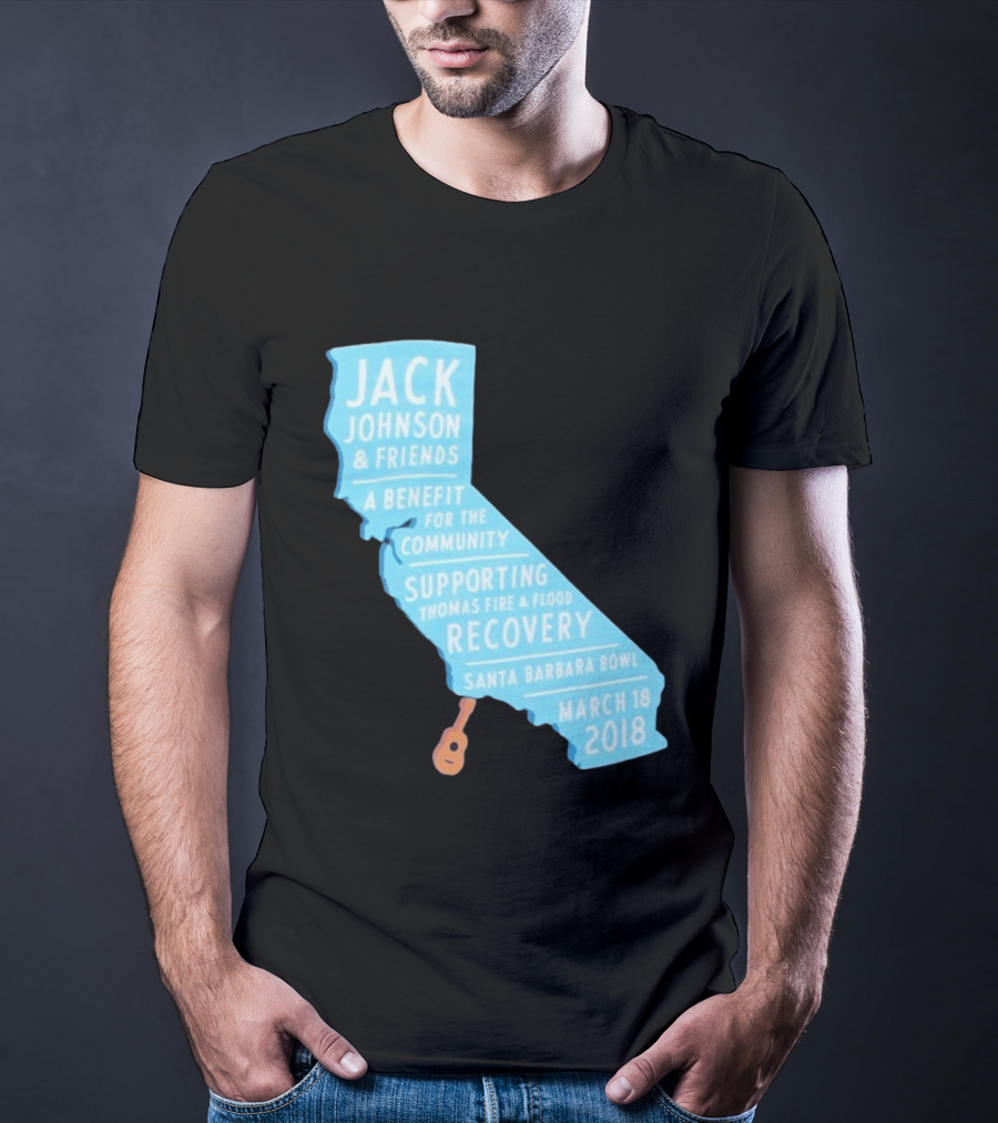 Jack Johnson Friends Benefit Community Thomas Fire Flood Recovery Santa Barbara Bowl March 18 2018 T-Shirt