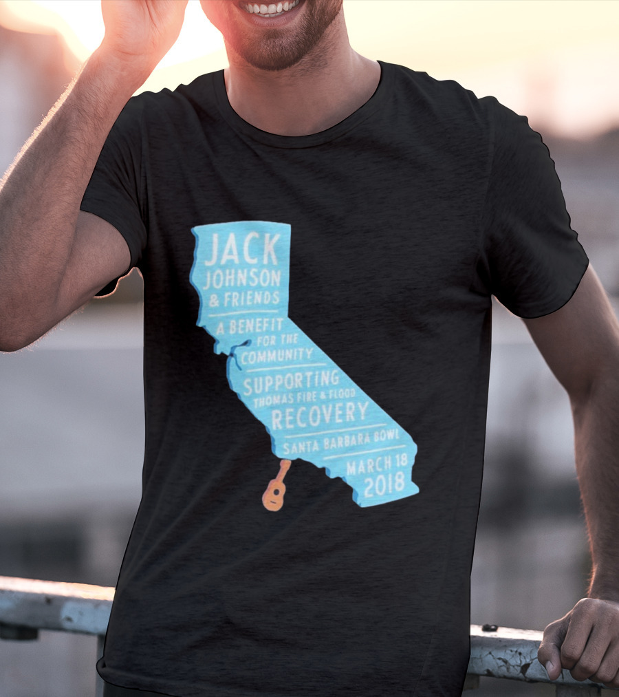 Jack Johnson Friends Benefit Community Thomas Fire Flood Recovery Santa Barbara Bowl March 18 2018 T-Shirt