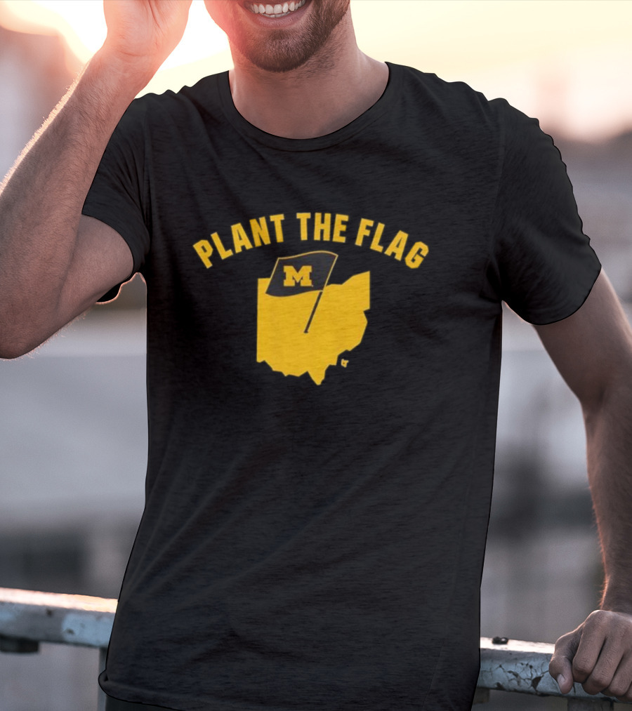 Michigan Football Plant The Flag M Logo Ohio Outline T-Shirt