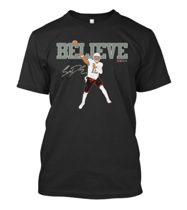 Believe Shedeur Sanders Signature Football Player Number 2 T-Shirt