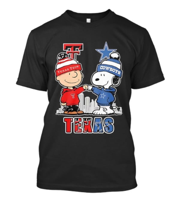 Snoopy Charlie Brown Texas Tech Red Raiders Dallas Cowboys Texas T-Shirt
