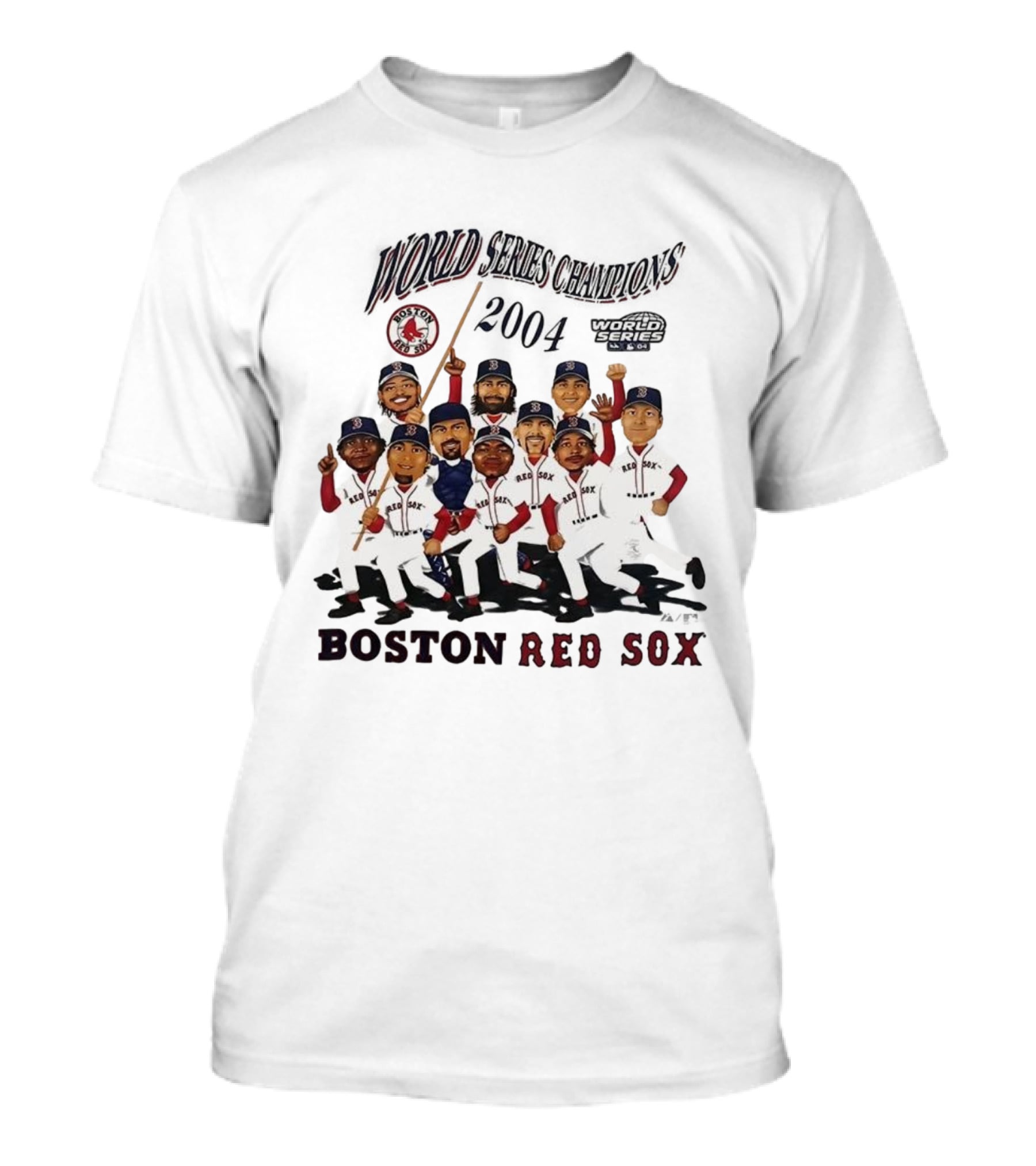 Boston Red Sox 2004 World Series Champions Player Caricature T-Shirt