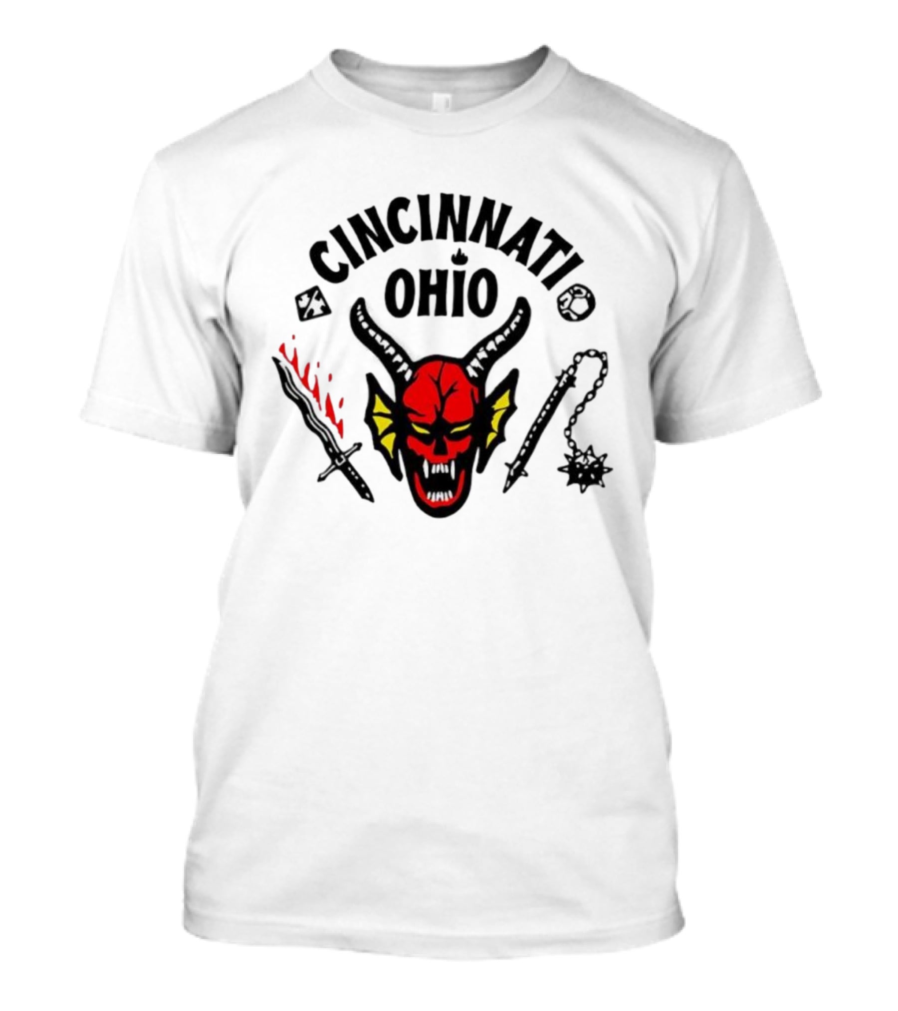 Cincinnati Ohio Hellfire Club Stranger Things Skull And Weapons T-Shirt