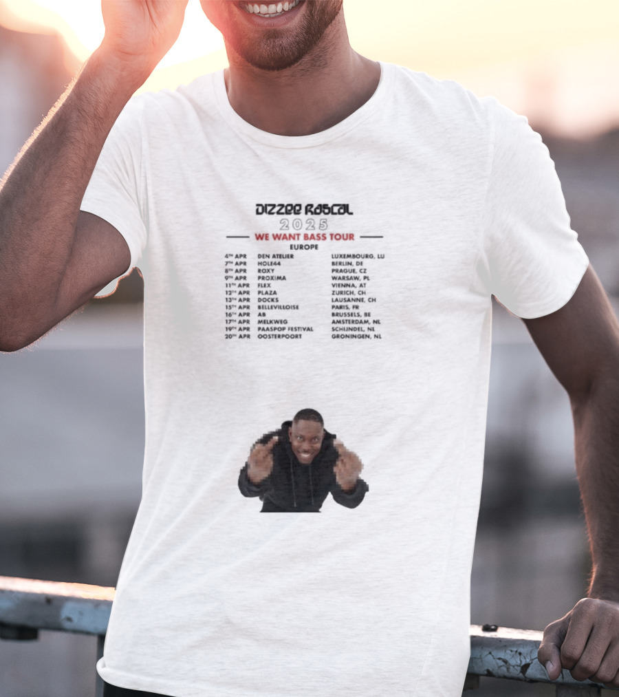 Dizzee Rascal We Want Bass Europe Tour 2025 Middle Fingers T-Shirt