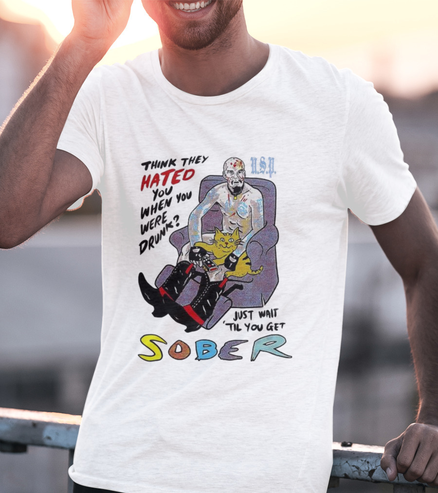 Hated Baseball Sober Comic Art With Cat And Colorful Text T-Shirt