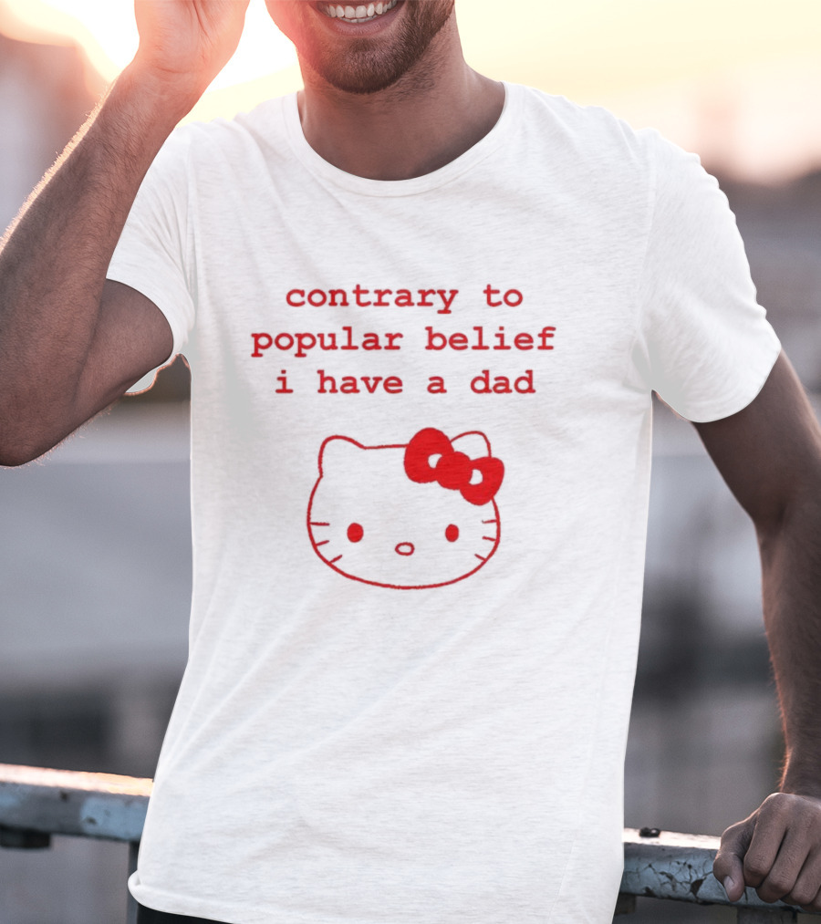 Contrary To Popular Belief I Have A Dad Kitty Bow Design T-Shirt