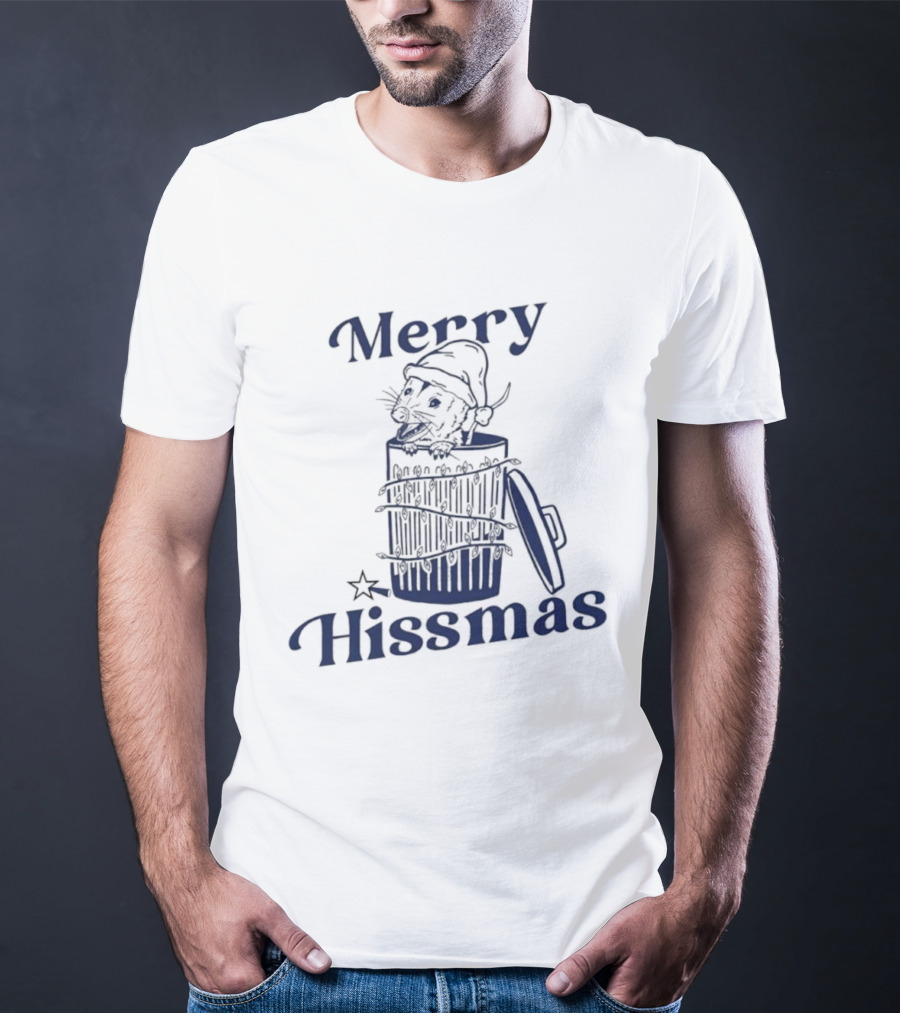Merry Hissmas Cat In Trash Can Festive Humor T-Shirt