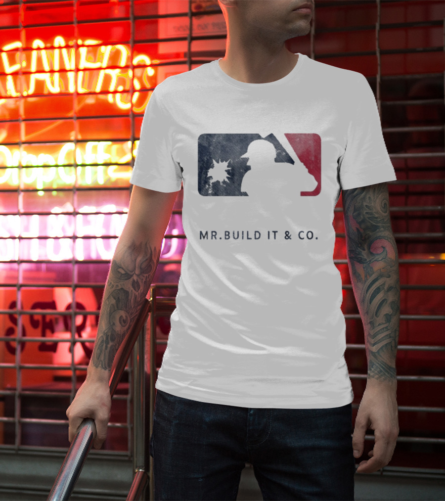 Mr Build It Wrecking Day MLB Bulldozer Silhouette T-Shirt