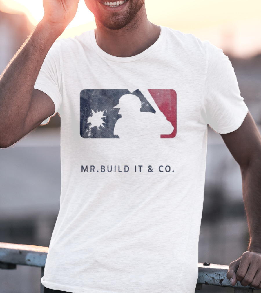 Mr Build It Wrecking Day MLB Bulldozer Silhouette T-Shirt