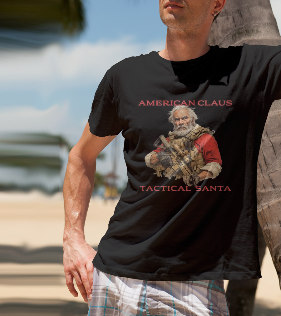 American Claus Tactical Santa Christmas Rifle Gear T-Shirt