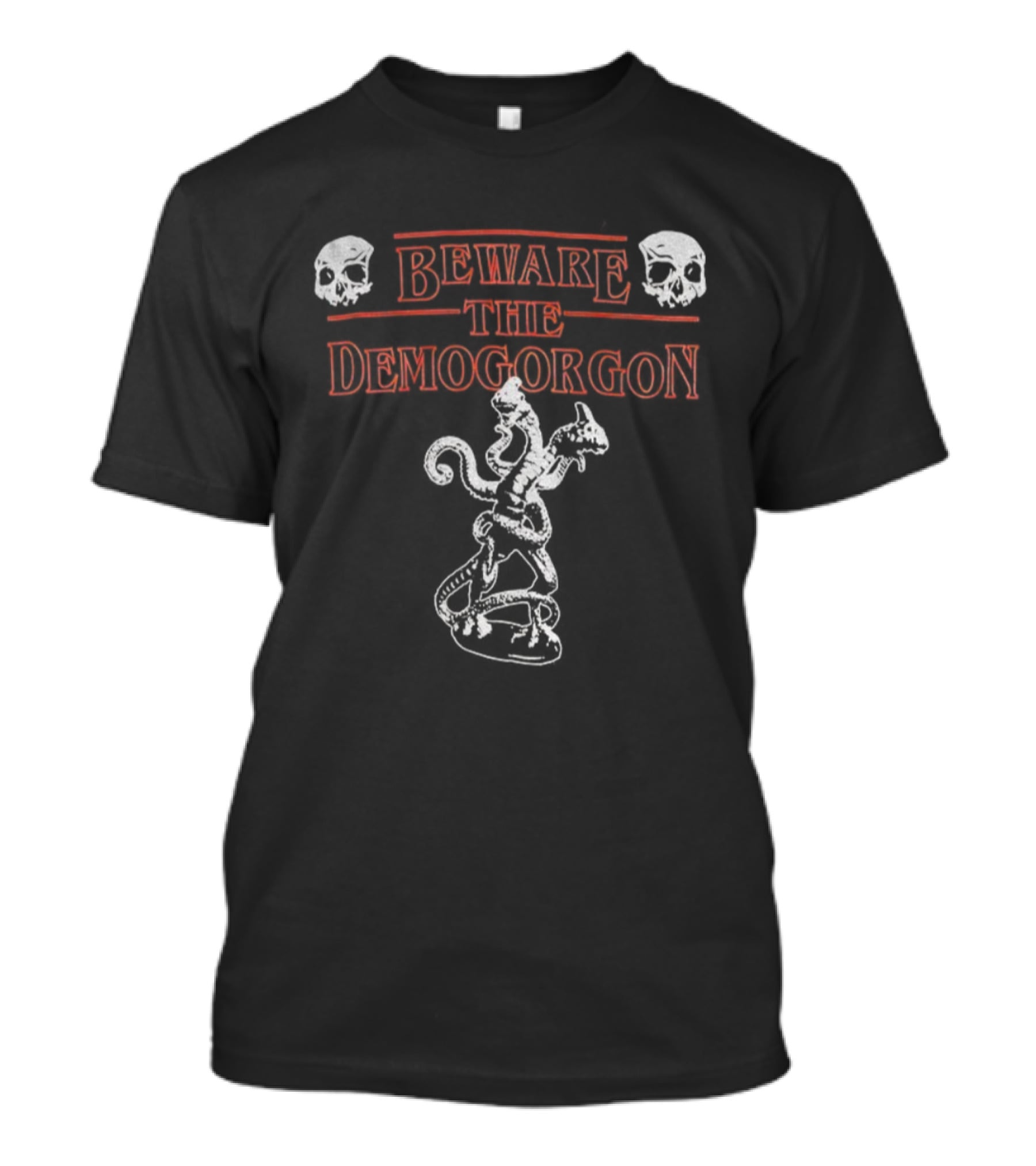 Beware The Demogorgon Stranger Things Skulls Iconic Monster Warning T-Shirt