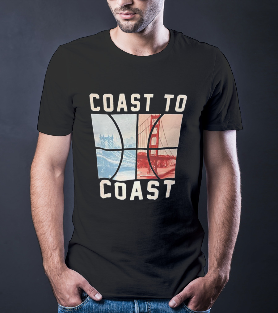 Coast To Coast Brooklyn Bridge Golden Gate Bridge Basketball T-Shirt
