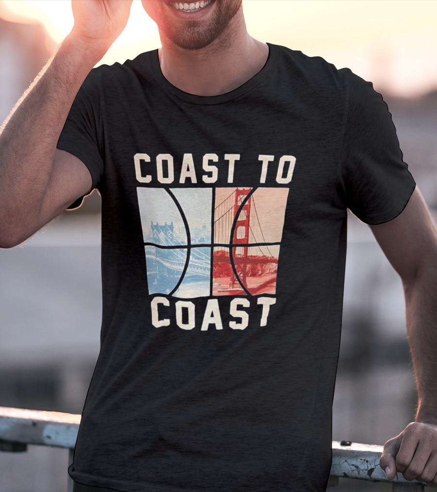Coast To Coast Brooklyn Bridge Golden Gate Bridge Basketball T-Shirt