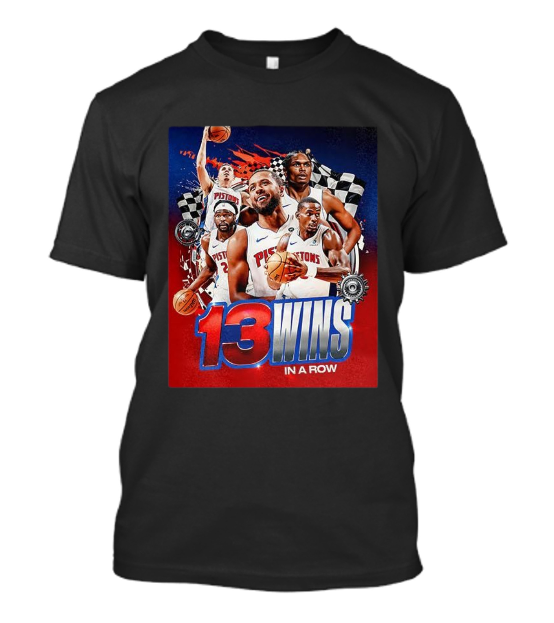 Detroit Pistons 13 Wins In A Row NBA Basketball Victory T-Shirt