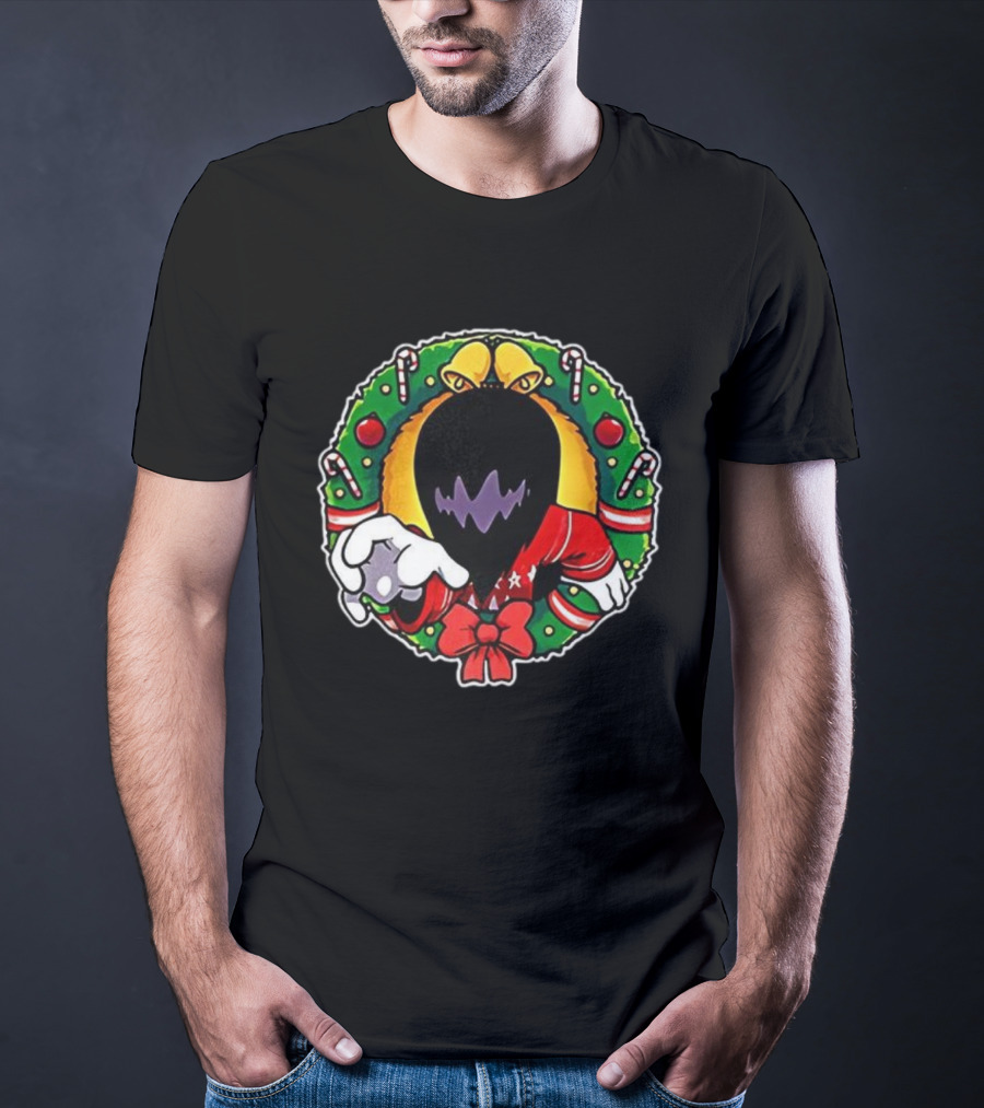 Holiday Ghoul Christmas Wreath Monster Candy Cane Festive Graphic T-Shirt