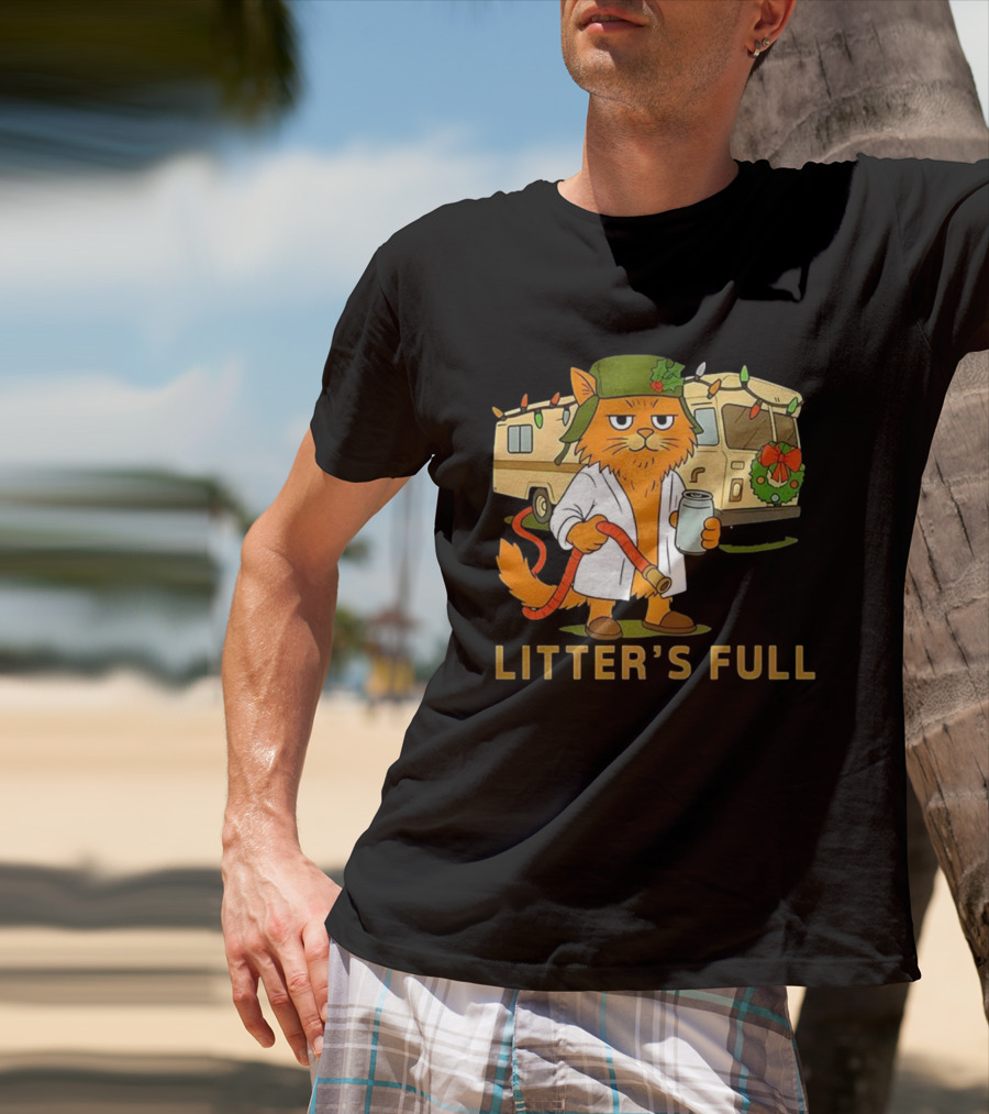 Litter's Full Shitters Full Cat Christmas RV Holiday Lights T-Shirt