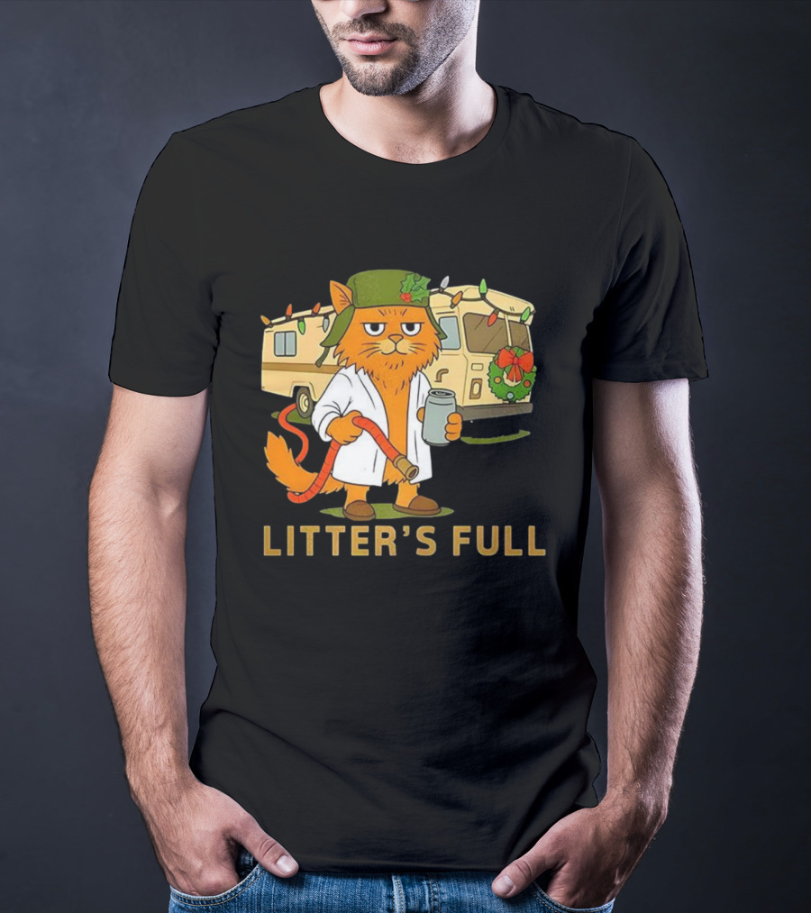 Litter's Full Shitters Full Cat Christmas RV Holiday Lights T-Shirt