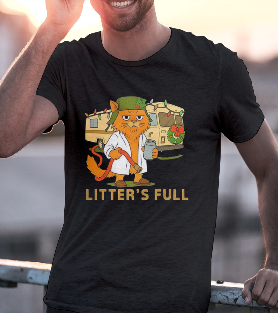 Litter's Full Shitters Full Cat Christmas RV Holiday Lights T-Shirt