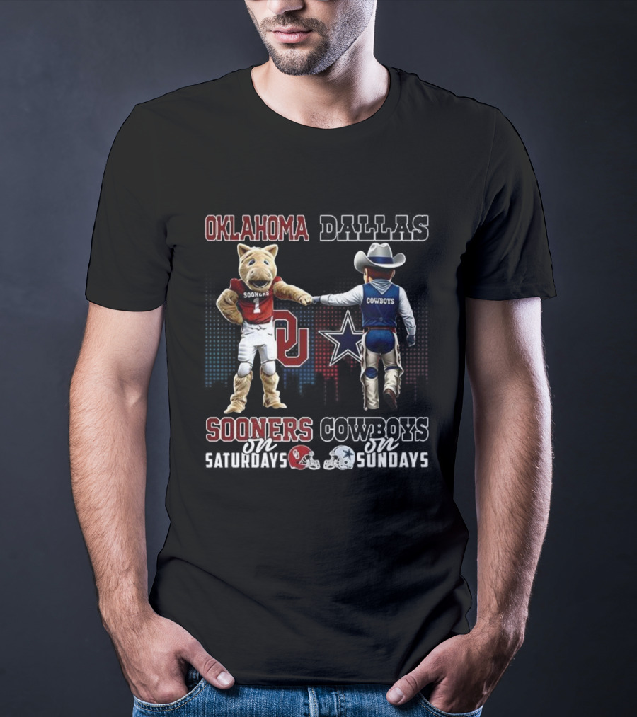 Oklahoma Sooners Saturdays Dallas Cowboys Sundays Mascot Team Spirit T-Shirt